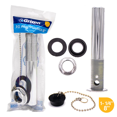 P.O. PLUG PLASTICO 8" COLOR METALICO