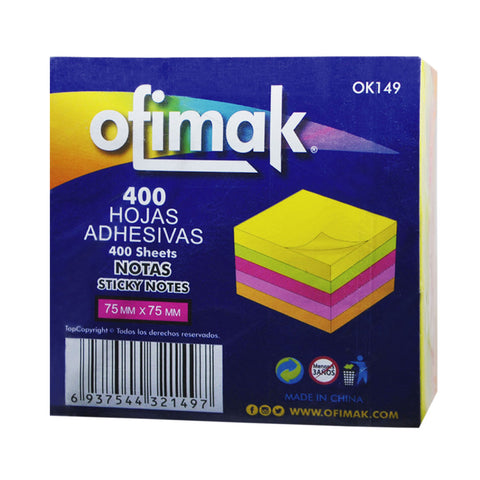 HOJAS ADHESIVAS 4 COLORES MIXTOS NEÓN
