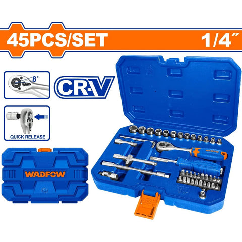 RATCHET CON SOCKET 45 PIEZAS 1/4"