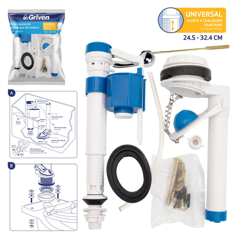 KIT DE REPARACION PARA TANQUE DE INODORO